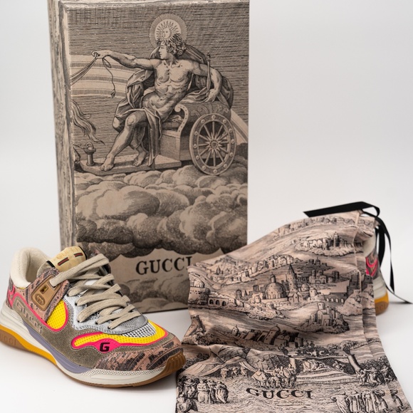 Size 35.5G - Gucci Ultrapace Pink Orange Yellow Snakeskin - Picture 11 of 13